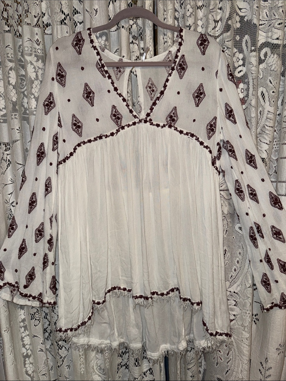Free People diamond embroidered tunic M